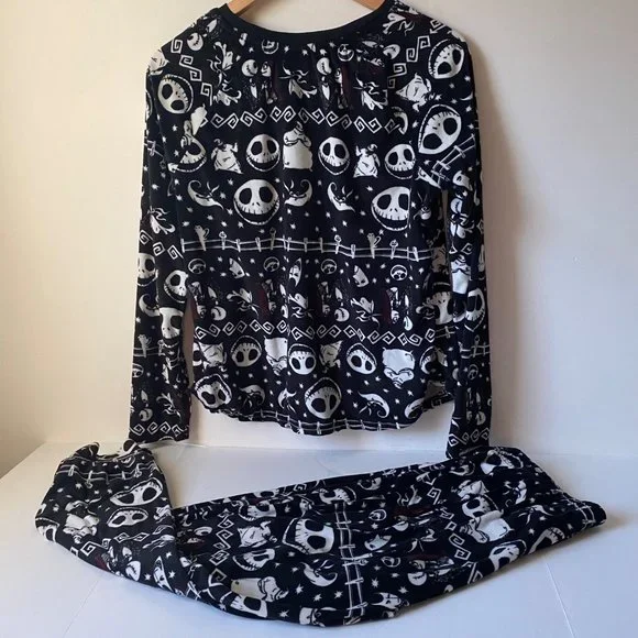 Disney‎ Tim Burton Nightmare Before Christmas black pj microfleece M 8-10 - Picture 2 of 8
